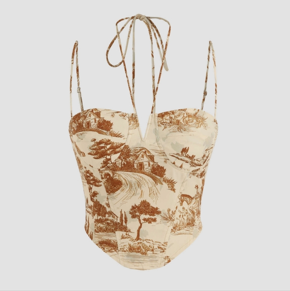 Cider- Toile de jouy corset top